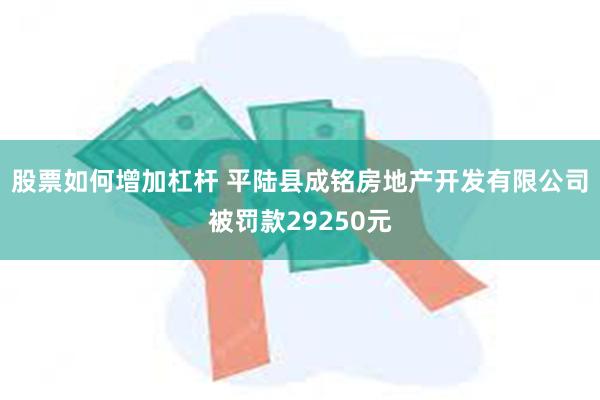 股票如何增加杠杆 平陆县成铭房地产开发有限公司被罚款29250元