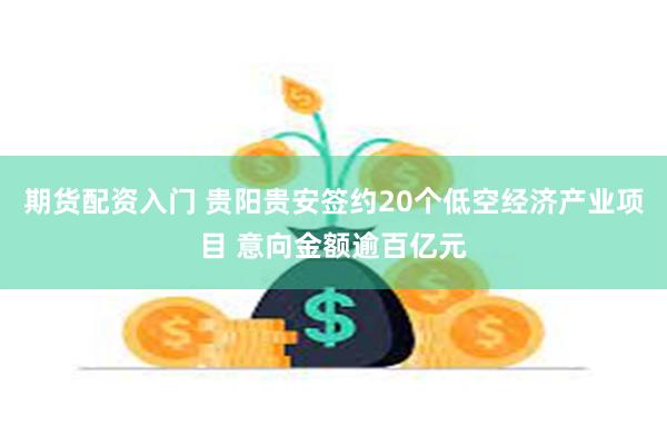 期货配资入门 贵阳贵安签约20个低空经济产业项目 意向金额逾百亿元